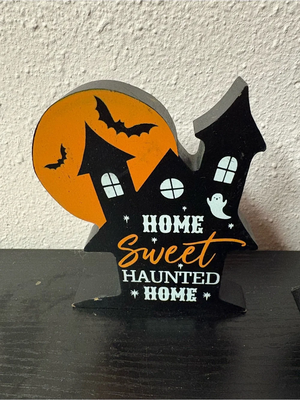 Halloween Haunted House Tabletop Decor Set of 2 Spooky Bat Signs